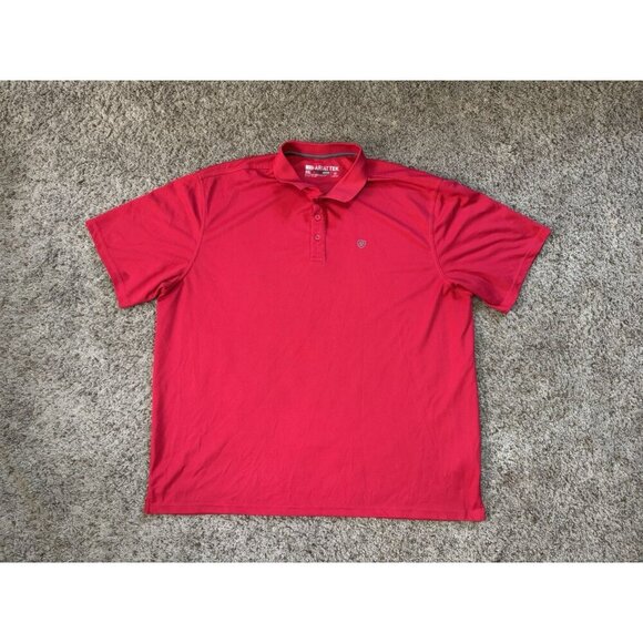 ARIAT TEK Red Polo Shirt Heat Series Performance Short Sleeve Golf 2XL - Picture 1 of 10